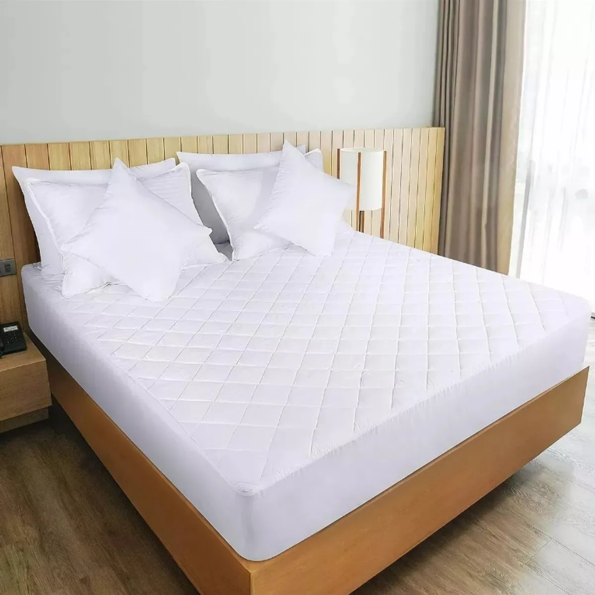 U BUY - Cubrecolchon Impermeable 2 Plazas + Fundas Blanco