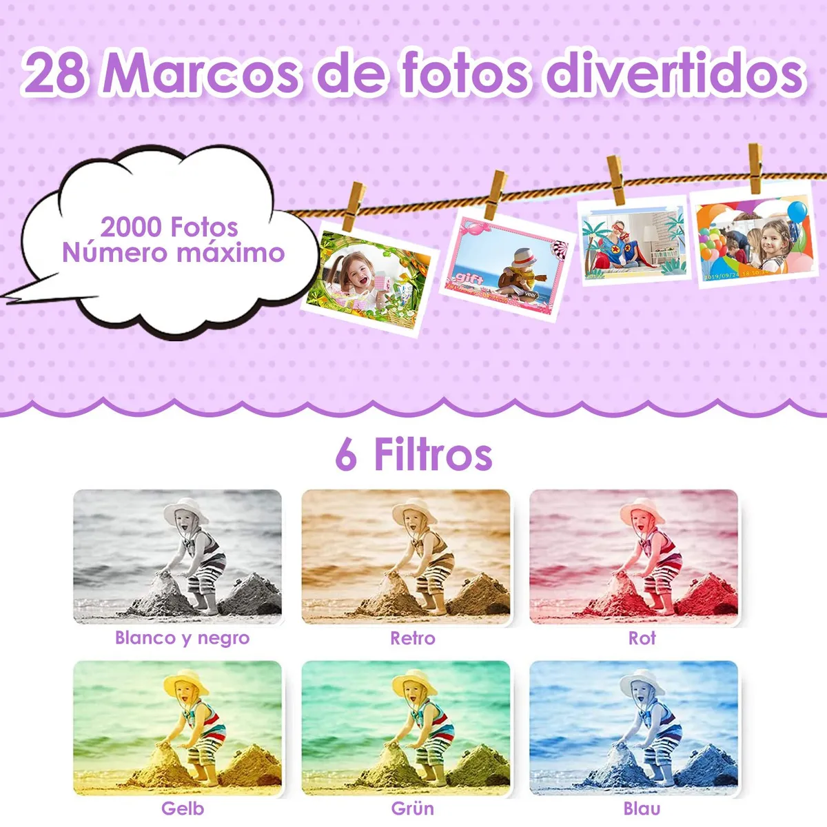 LUKOVEE - Mini Cámara Fotográfica Digital Niño 1080p Hd + Tarjeta 32gb