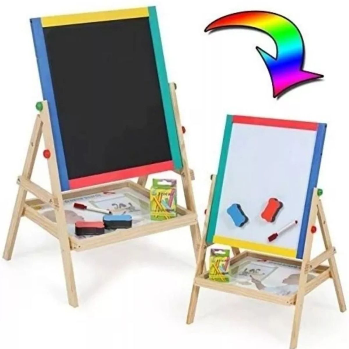 GENERICO - Pizarra 2 En 1 Para Niños Con Atril, Pizarra Acrílica, Tiza.