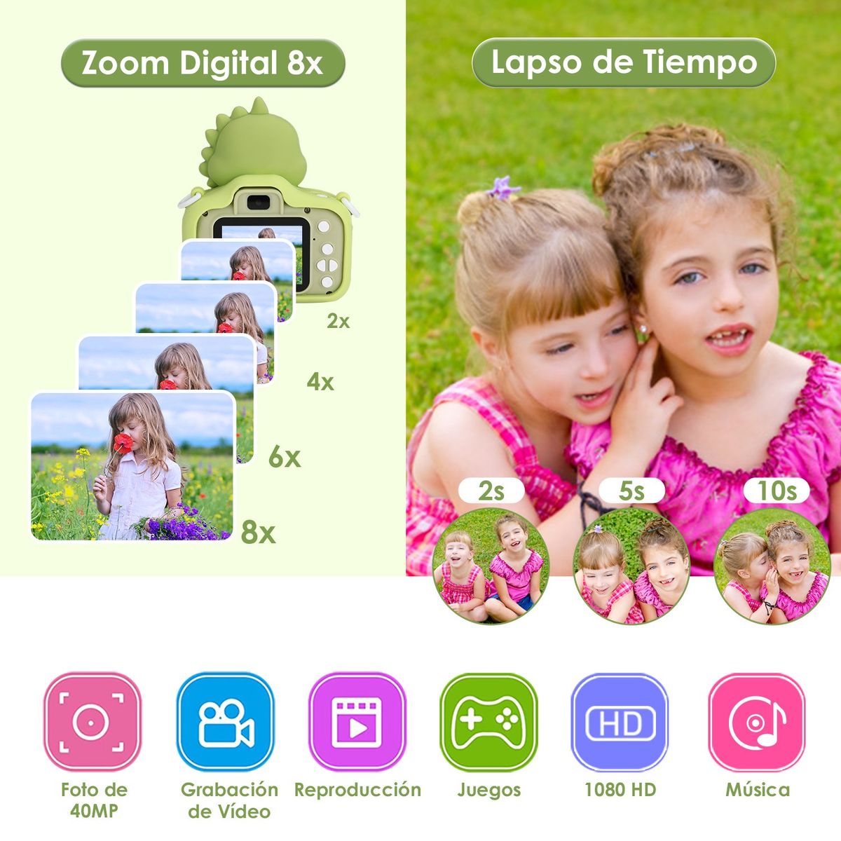 LUKOVEE - Mini Cámara Fotográfica Digital Niño 1080p Hd + Tarjeta 32gb