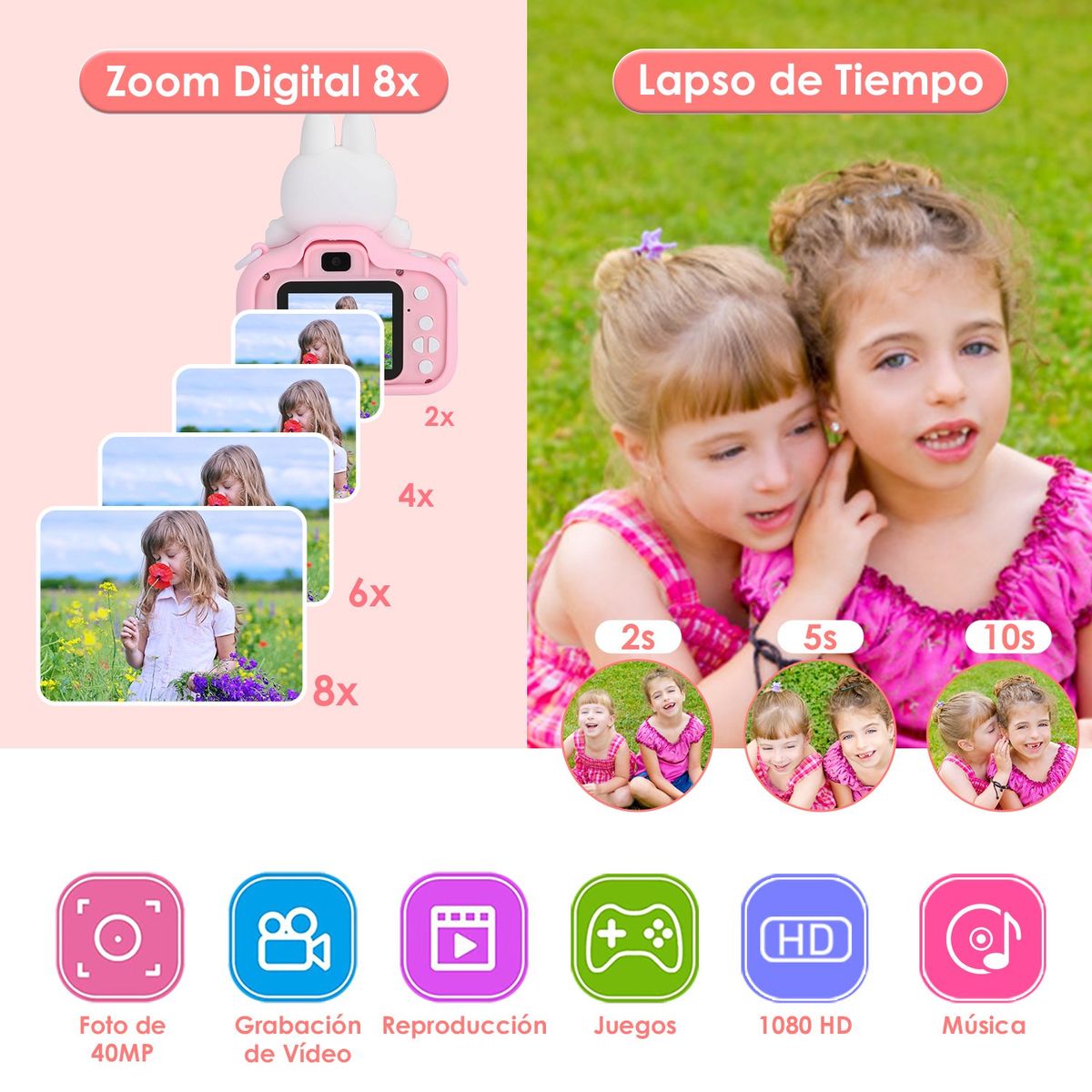 LUKOVEE - Mini Cámara Fotográfica Digital Niño 1080p Hd + Tarjeta 32gb