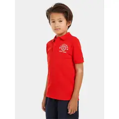 TOMMY HILFIGER - Polo Logo Monotype Regular Fit Rojo