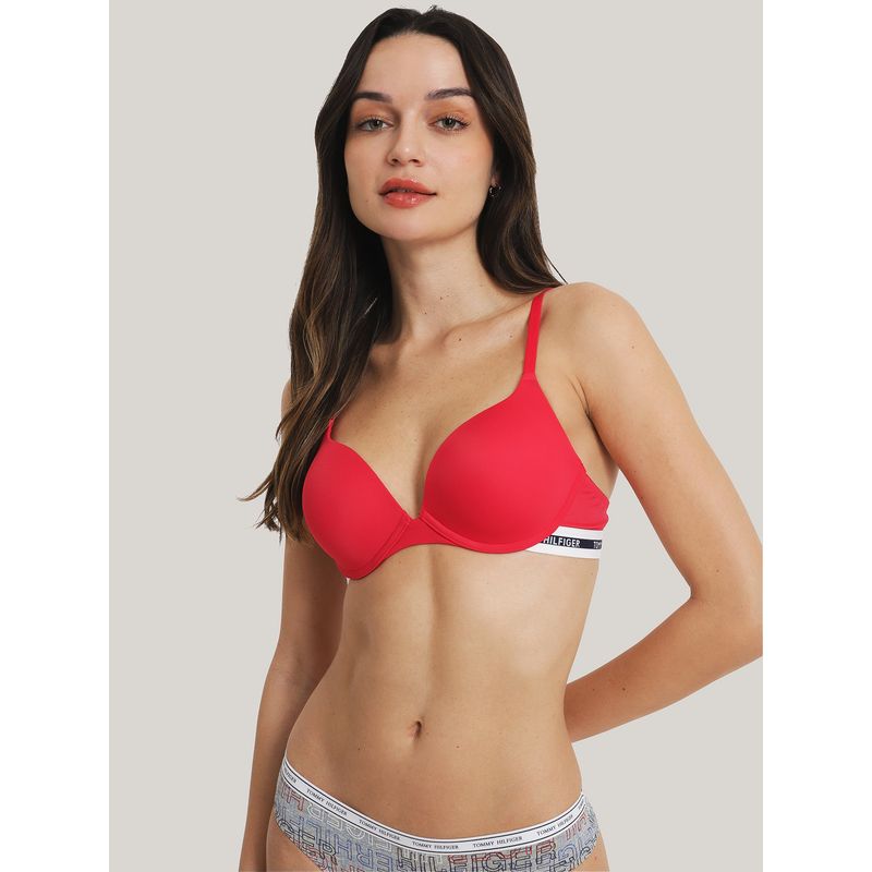 TOMMY HILFIGER - Brassier Micro Push Up Con Logo Rojo Tommy Hilfiger