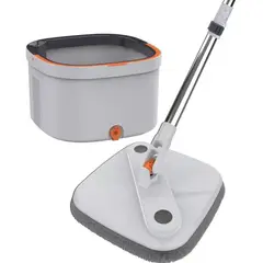 U BUY - Trapeador Mopa 360 Balde Giratorio Centrifugo Color Gris