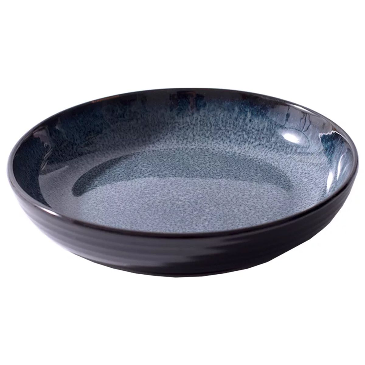 GENERICO - Plato Hondo Sopero De Cerámica Esmaltado Azul 190x36mm X4