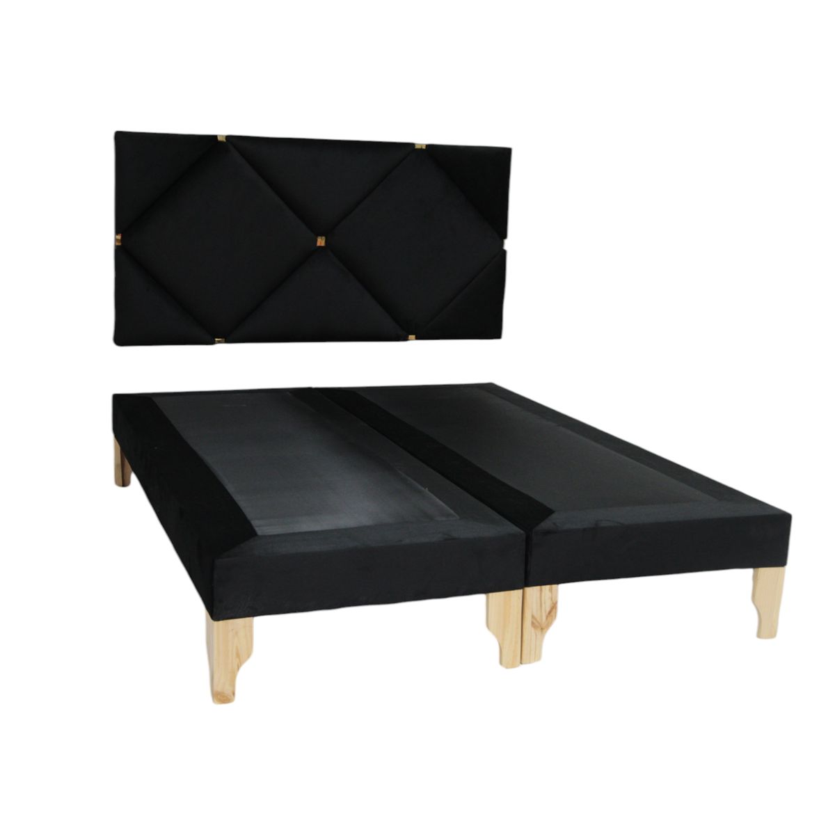MUEBLES NEW - CAMA DELUXE KING NEGRO FELPA.