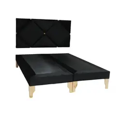 MUEBLES NEW - CAMA DELUXE KING NEGRO FELPA