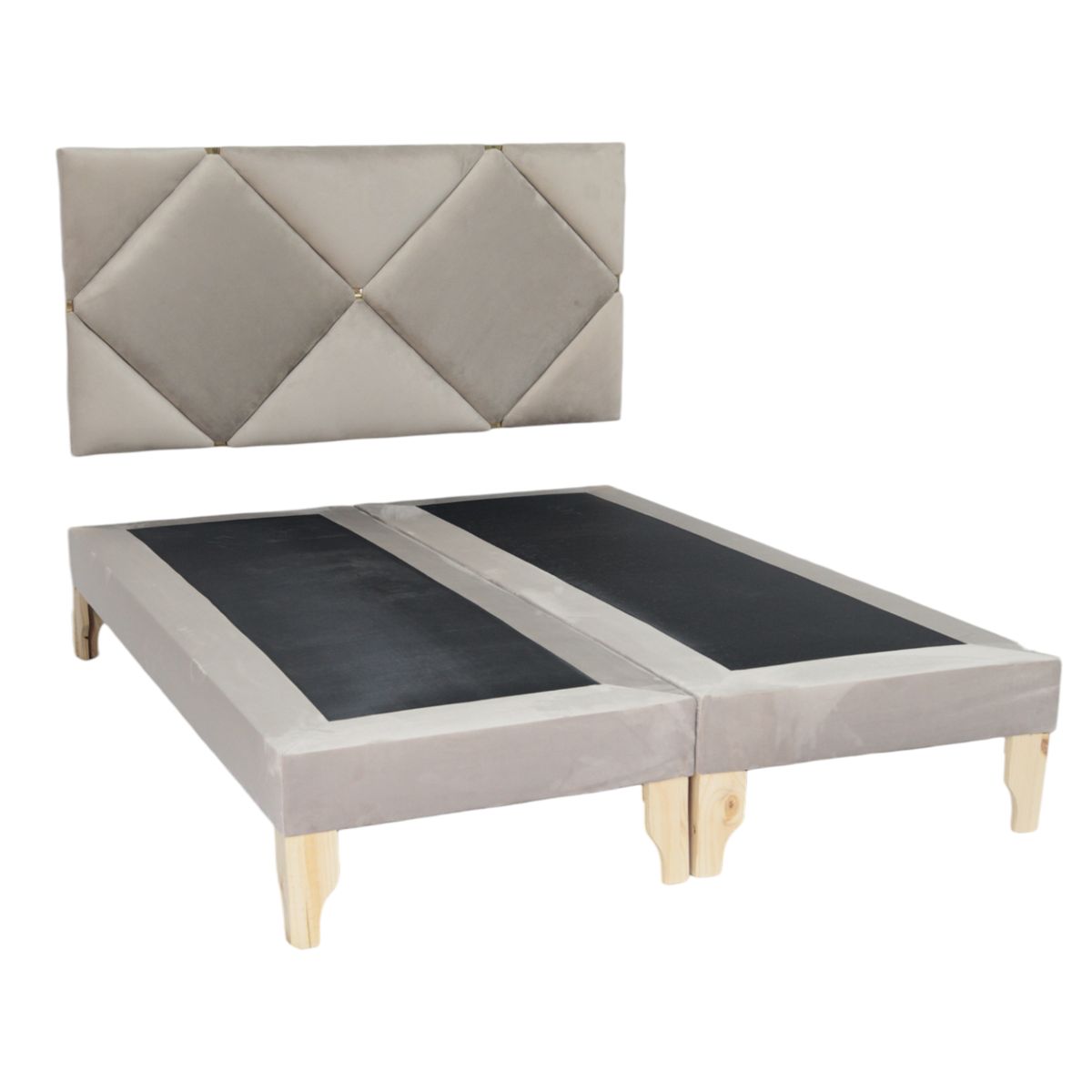MUEBLES NEW - CAMA DELUXE KING BEIGE FELPA.