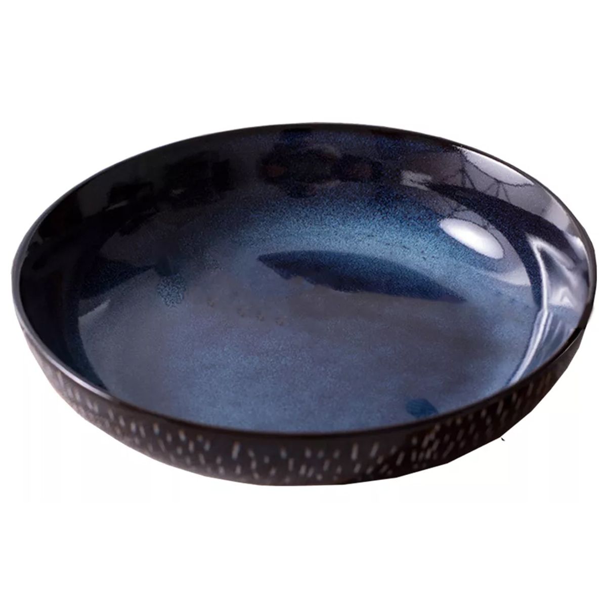 GENERICO - Plato Hondo Sopero De Cerámica Esmaltado Azul 208x46mm X4