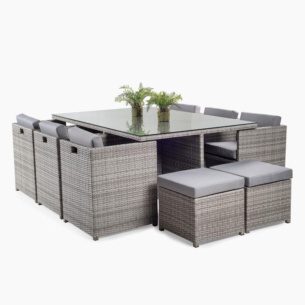 SPAZZIO - Comedor terraza Fuy 11 piezas gris