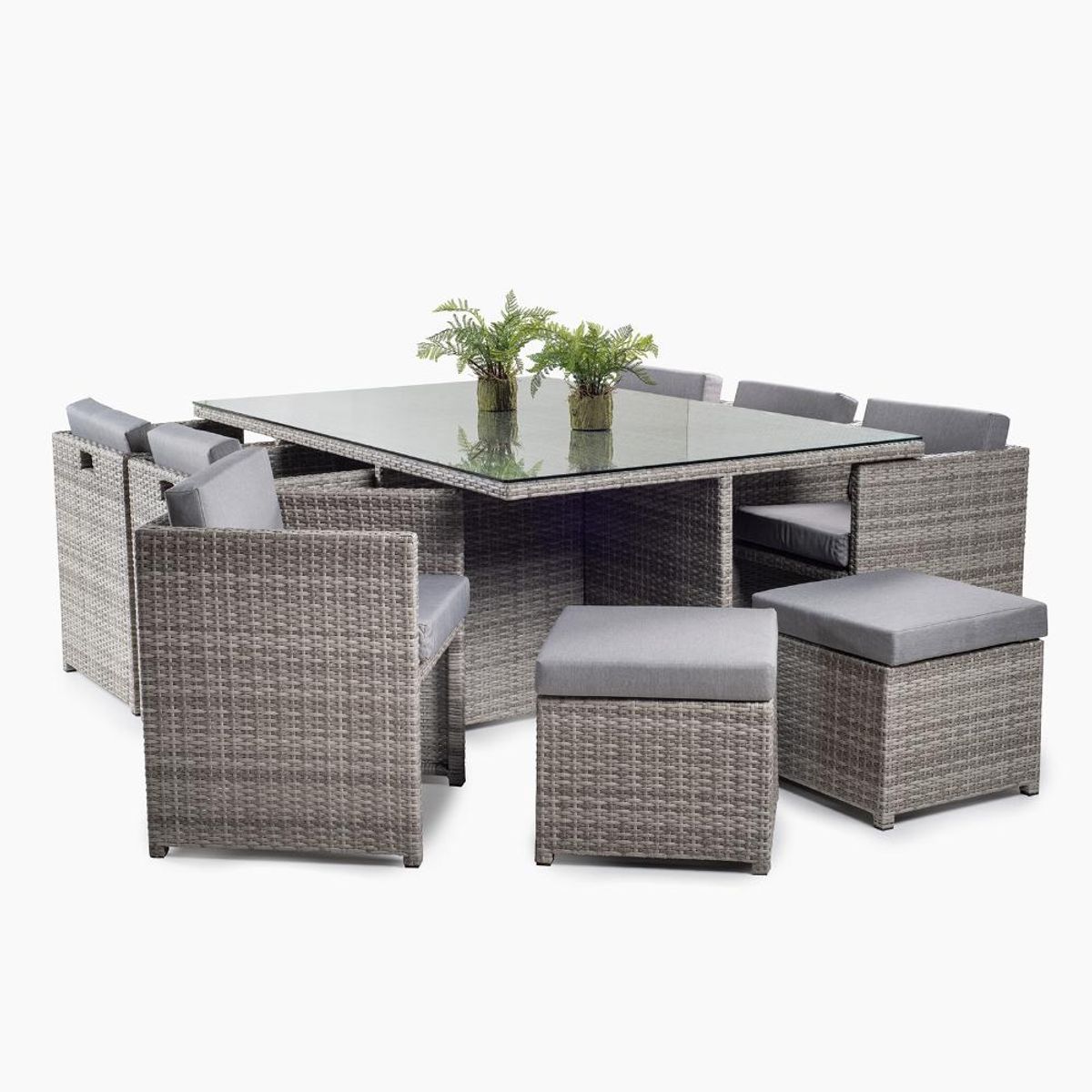 SPAZZIO - Comedor terraza Fuy 11 piezas gris