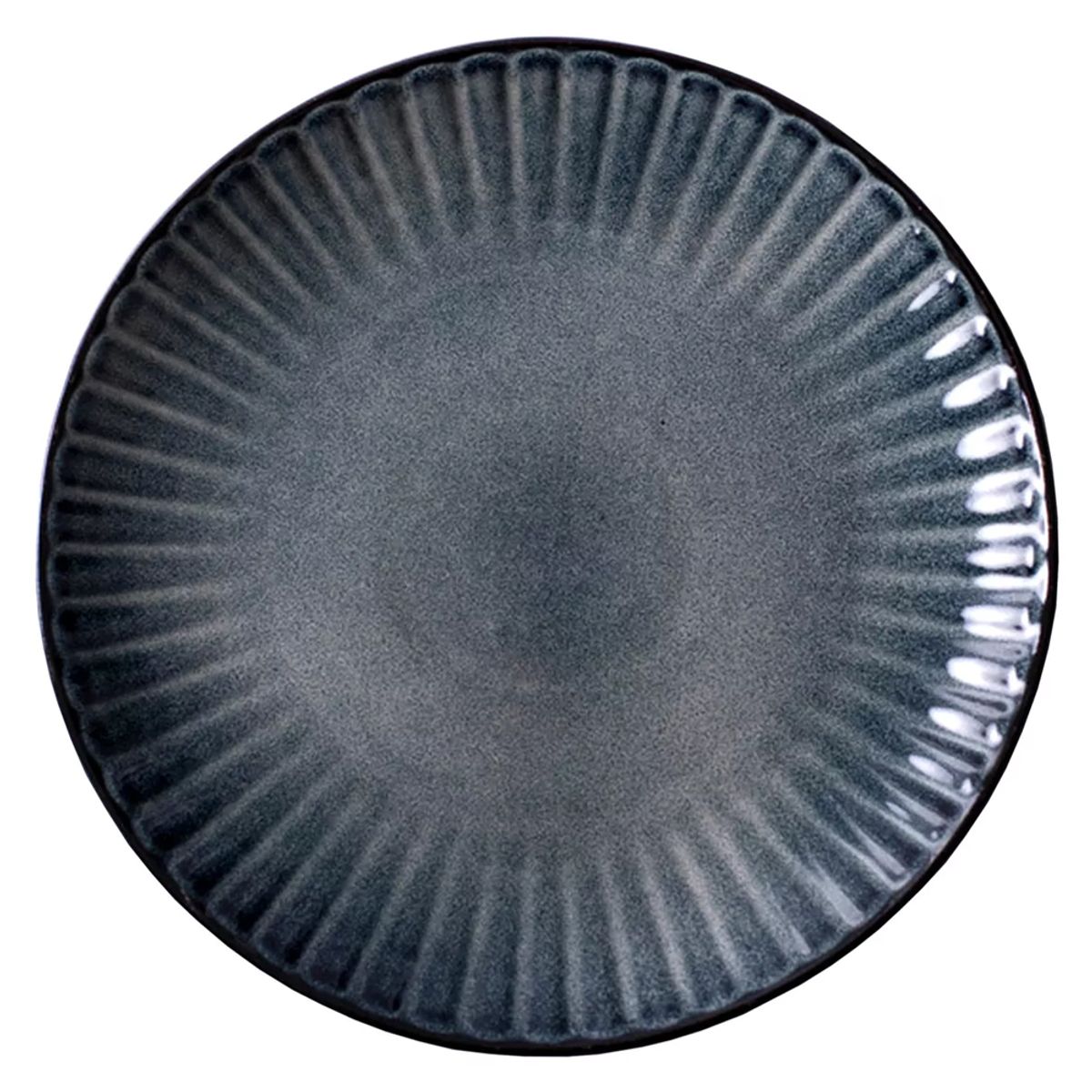 GENERICO - Plato Llano De Fondo Cerámica Azul Relieve Líneas 258mm X4