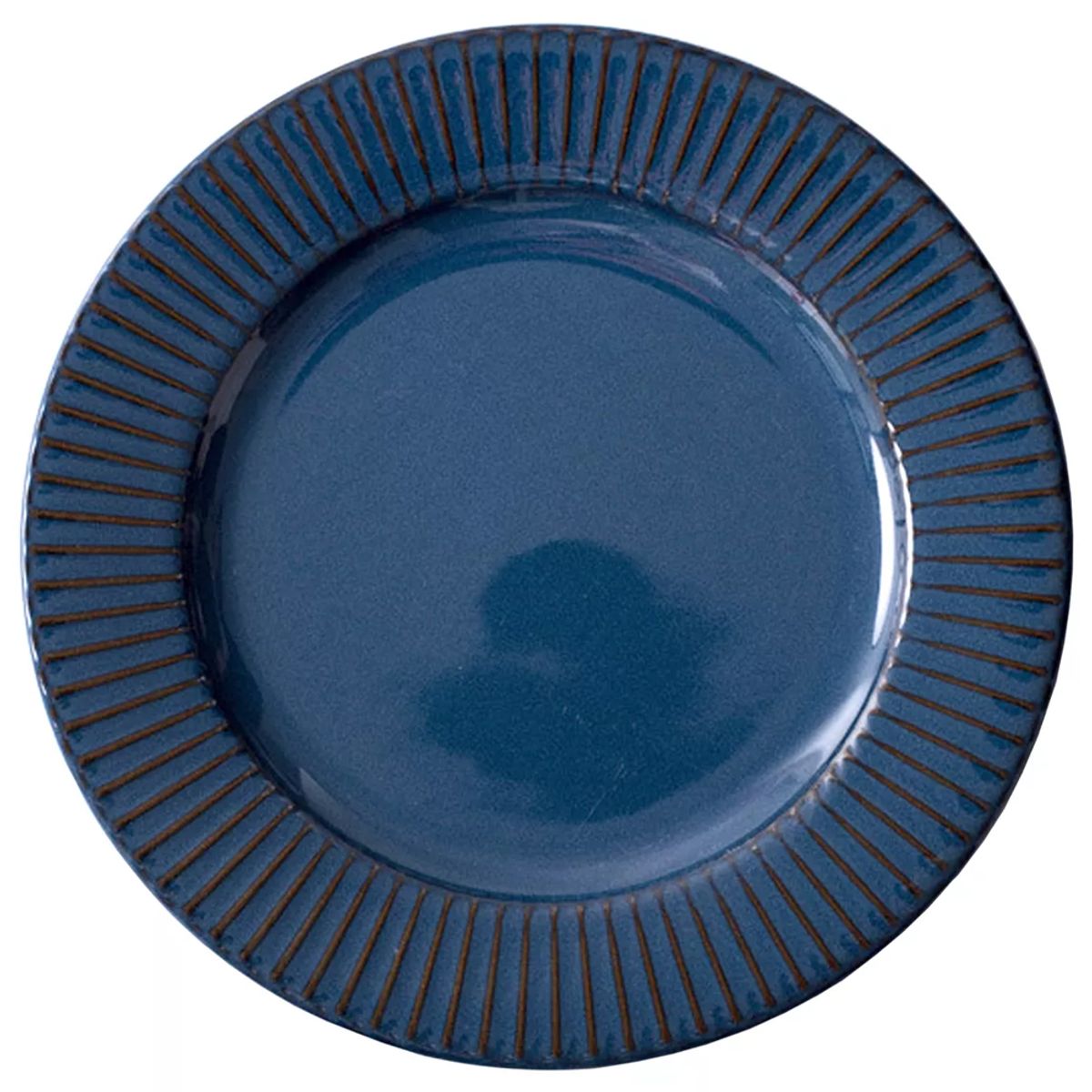 GENERICO - Plato Llano Entrada Cerámica Azul Borde Líneas 213mm X6