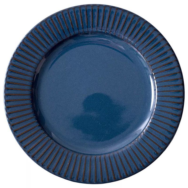 GENERICO - Plato Llano Entrada Cerámica Azul Borde Líneas 213mm X6