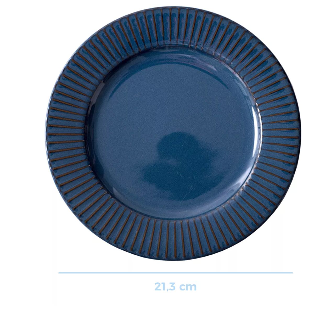 GENERICO - Plato Llano Entrada Cerámica Azul Borde Líneas 213mm X6