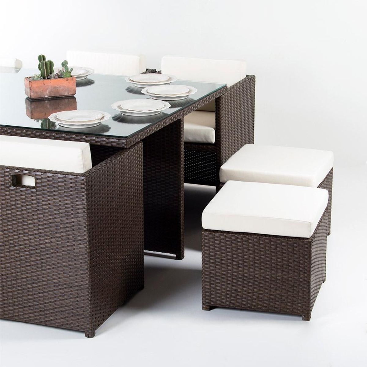 SPAZZIO - Comedor terraza Fuy 11 piezas café