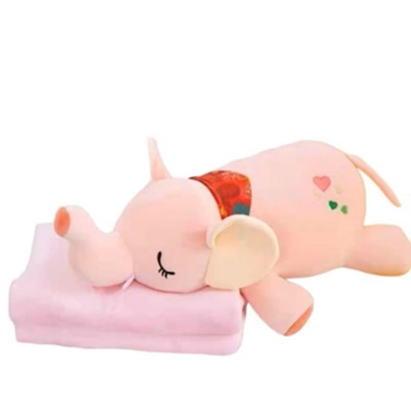 ANGELES DEL HOGAR - Peluche de felpa con manta polar Elefante Rosado