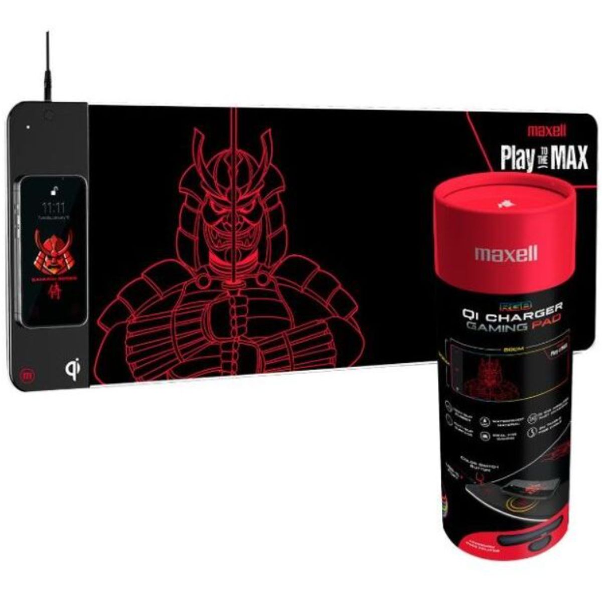 MAXELL - Pad Mouse - Maxell Qi 10w RGB Carga Inalámbrica Celular 80x30cm