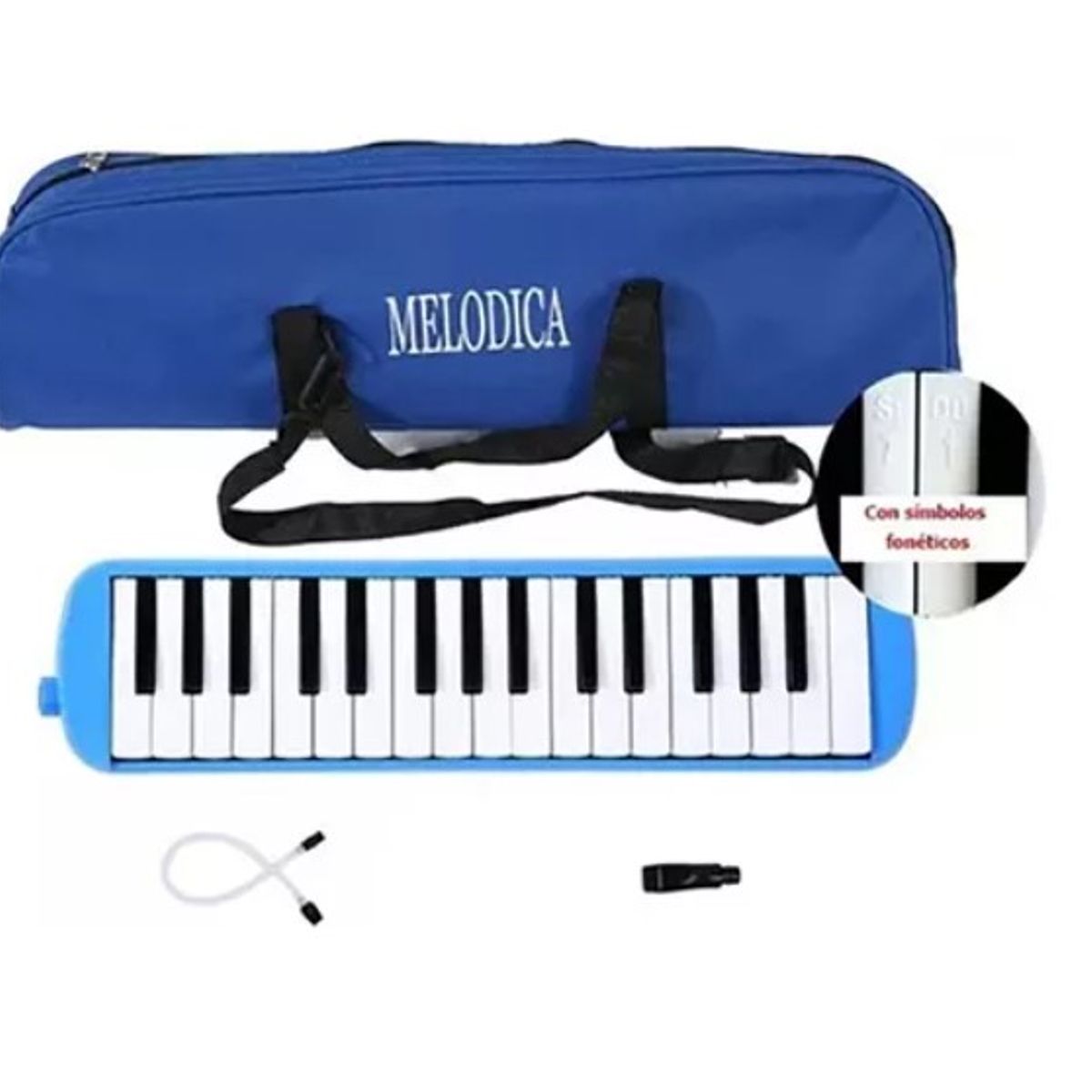 ESHOPANGIE - Melódica Teclado 32 Notas + Boquilla + Estuche Maletin /azul