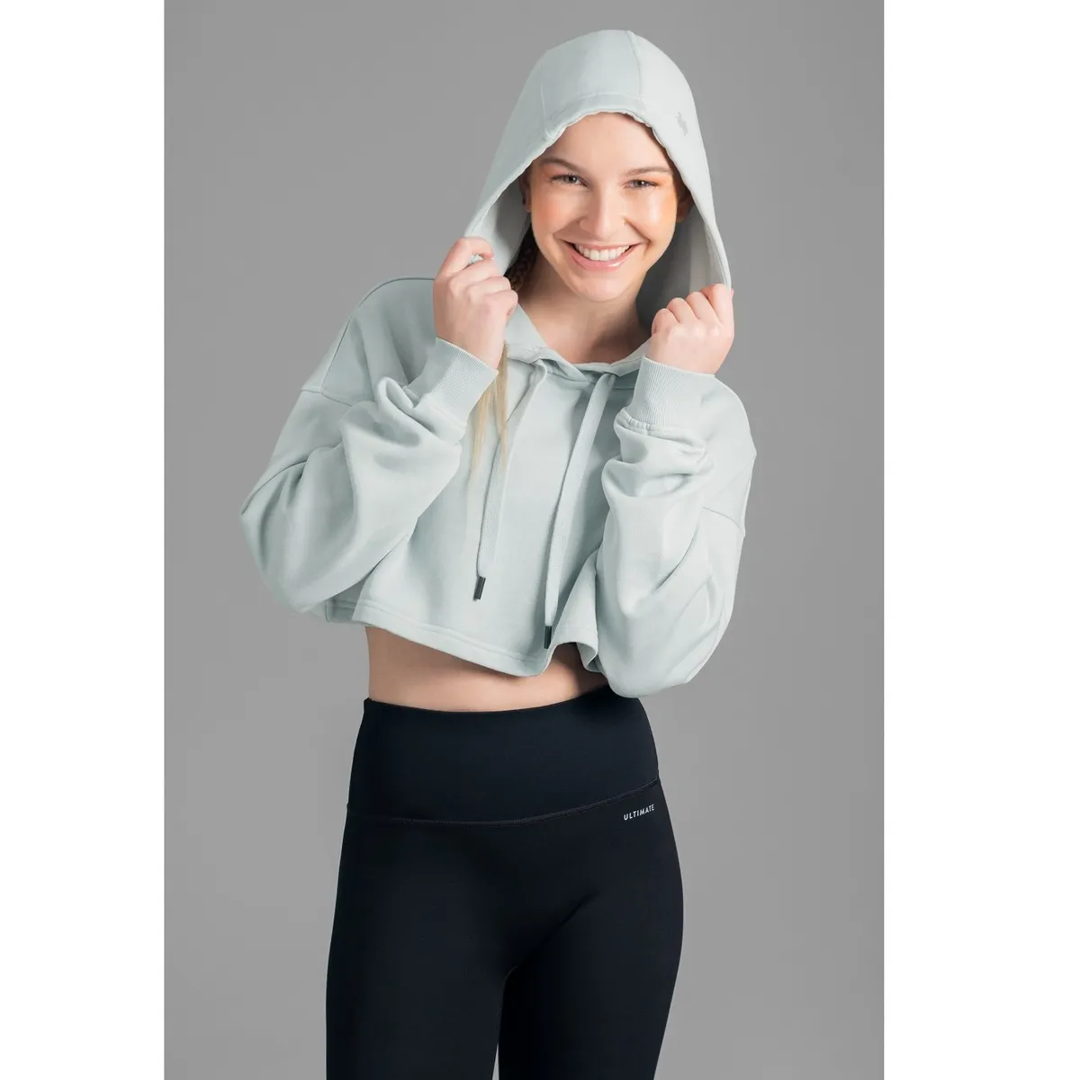 ULTIMATE - ULTIMATE HOODIE CROP MUJER MINT