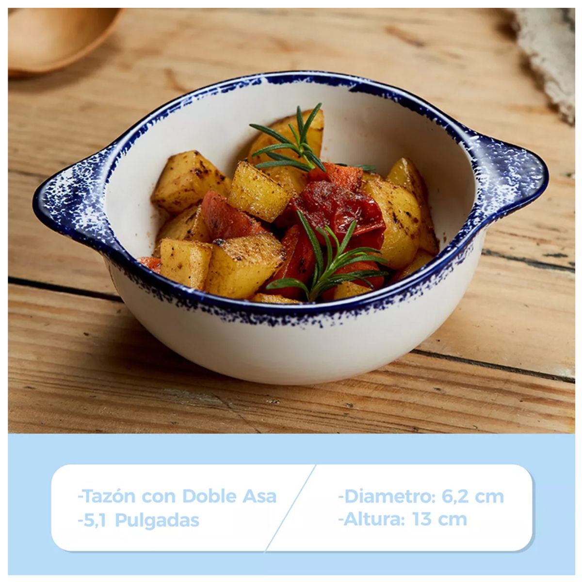 GENERICO - Tazón Con Doble Asa Bowl Cuenco De Cerámica 13x6cm X6