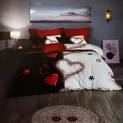 GENERICO - JUEGO DE SABANAS 2.0 PLAZAS QUEEN CORAZONES 635