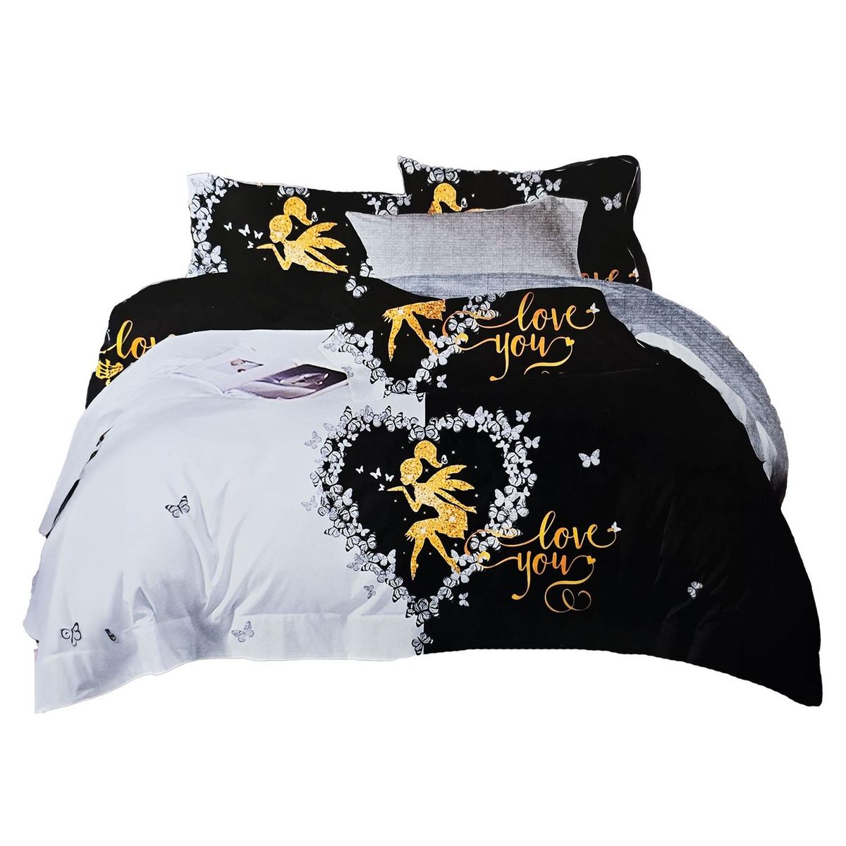 GENERICO - JUEGO DE SABANAS 2.5 PLAZAS KING LOVE YOU 641