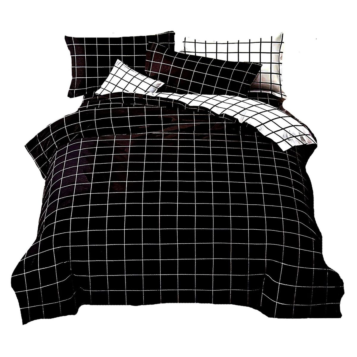 GENERICO - JUEGO DE SABANAS 2.5 PLAZAS KING CUADRICULA 623