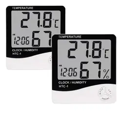 GENERICO - X2 Termohigrómetro Digital Htc-1 Higrometro Termometro Reloj Ambiental