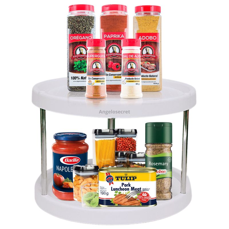 GENERICO - Organizador Estante Especiero Giratorio De 2 Niveles Cocina