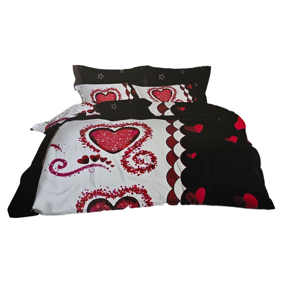 GENERICO - JUEGO DE SABANAS 2.0 PLAZAS QUEEN CORAZON 637