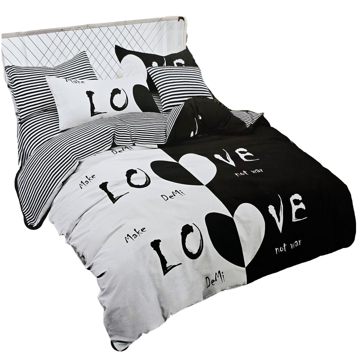GENERICO - JUEGO DE SABANAS 2.5 PLAZAS KING LOVE BLACK 624