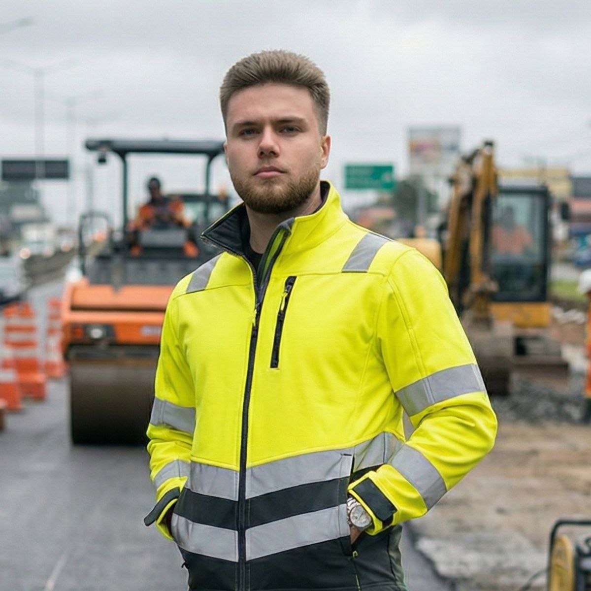 T-WORLD - Chaqueta Softshell Hi-Vis Clase 2 Manga Larga Hombre