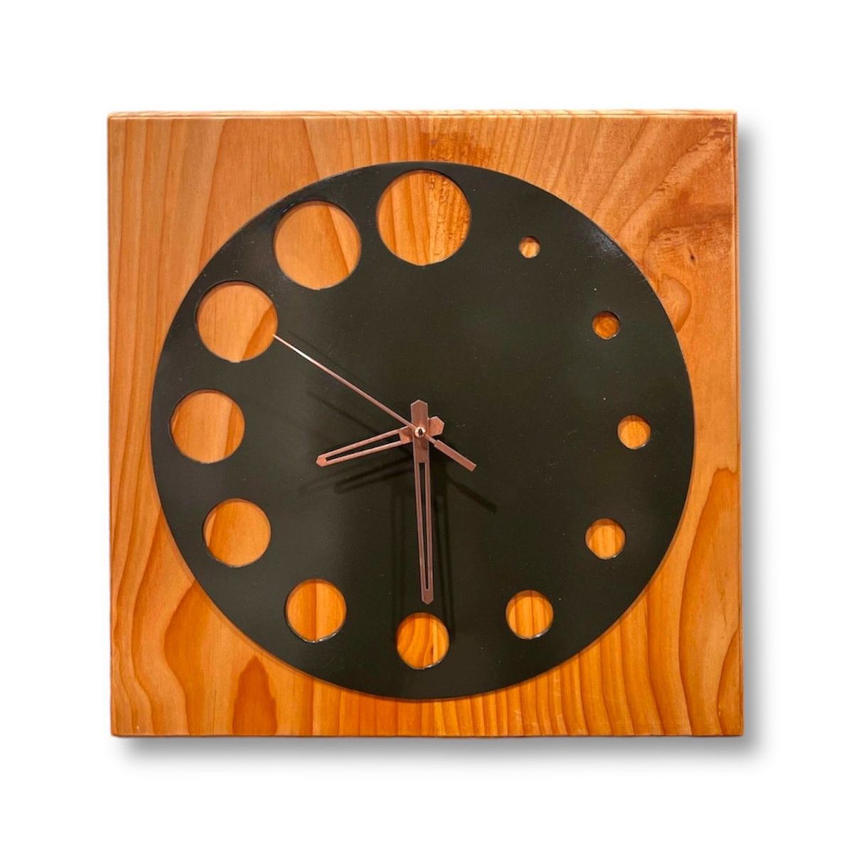 GENERICO - Reloj de Muro Cuadrado en Madera y Fierro RMCO03
