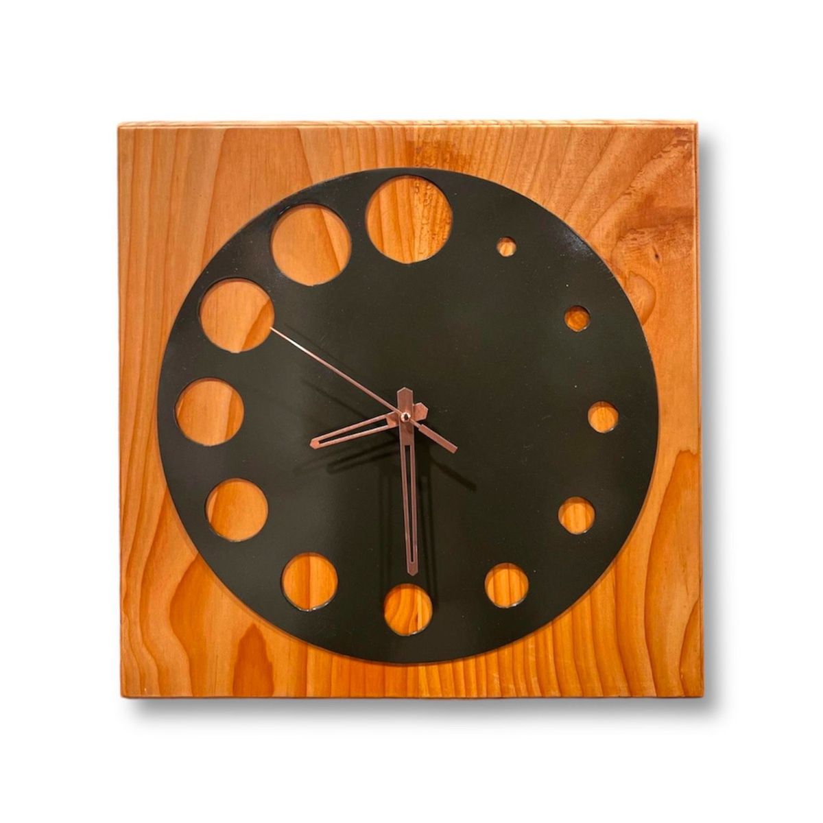 GENERICO - Reloj de Muro Cuadrado en Madera y Fierro RMCO03