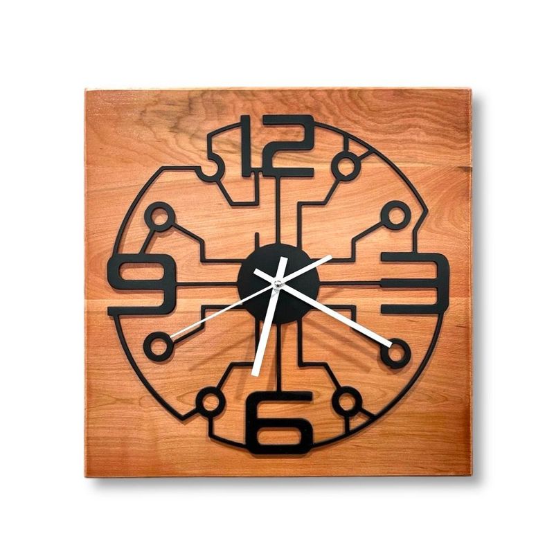 GENERICO - Reloj de Muro Cuadrado en Madera y Fierro RMCL07