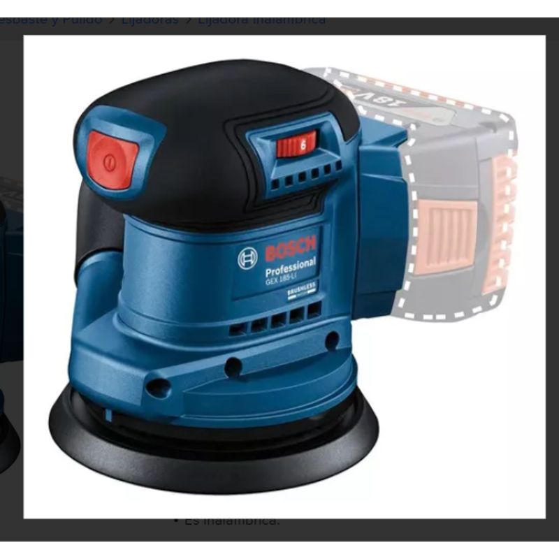 BOSCH - Lijadora Inalambrica Bosch Gex 185-li