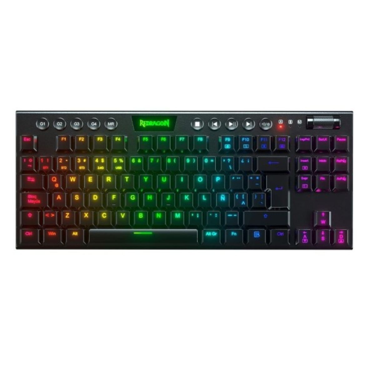 REDRAGON - Teclado Gamer Redragon Horus TKL K621-RGB-SP Inalámbrico Switch Red
