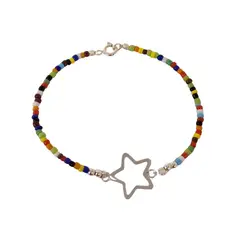 MARRO - Pulsera mostacilla con estrella en el centro Plata 925