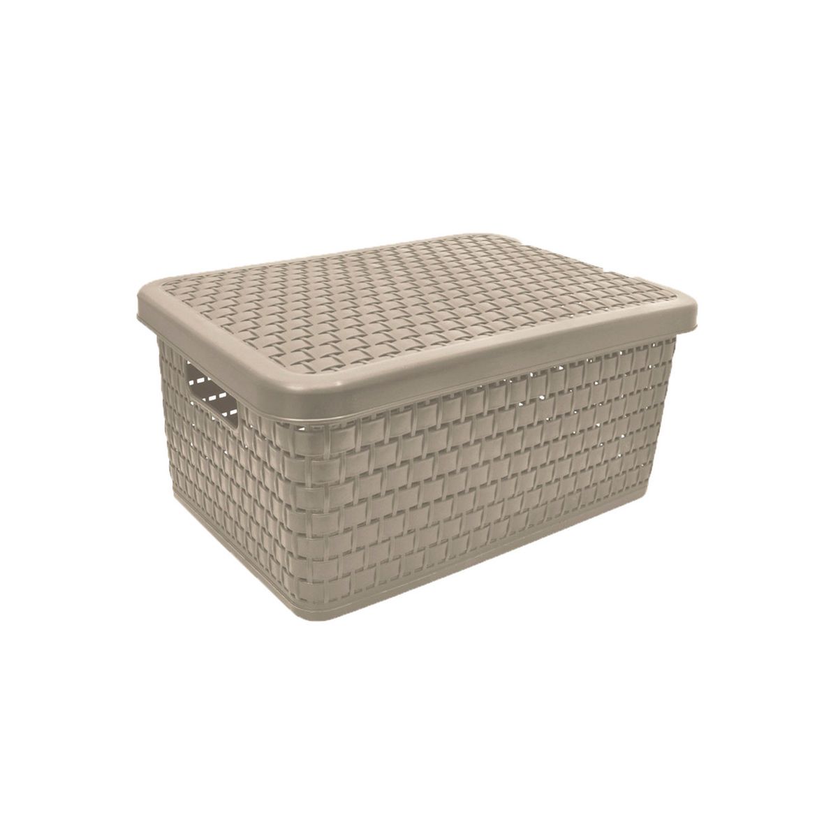 GENERICO - Canasto Organizador Ratan Chic Con Tapa Beige Grande