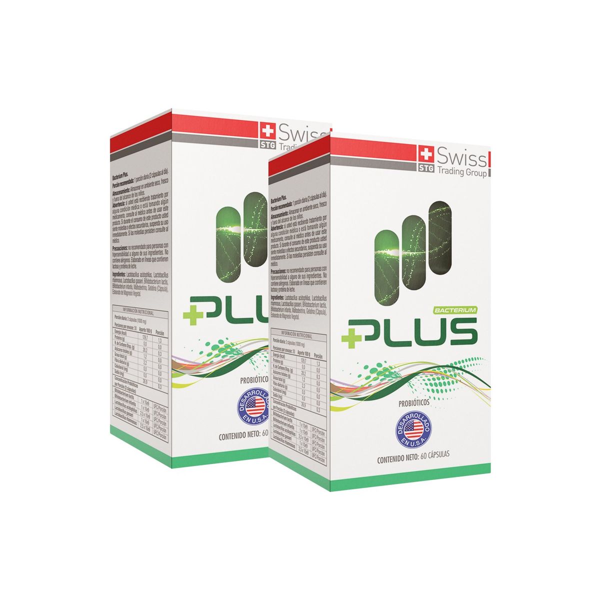 BACTERIUM PLUS - Pack 2 Complejo Natural de Probioticos Bacterium Plus Salud Intestinal