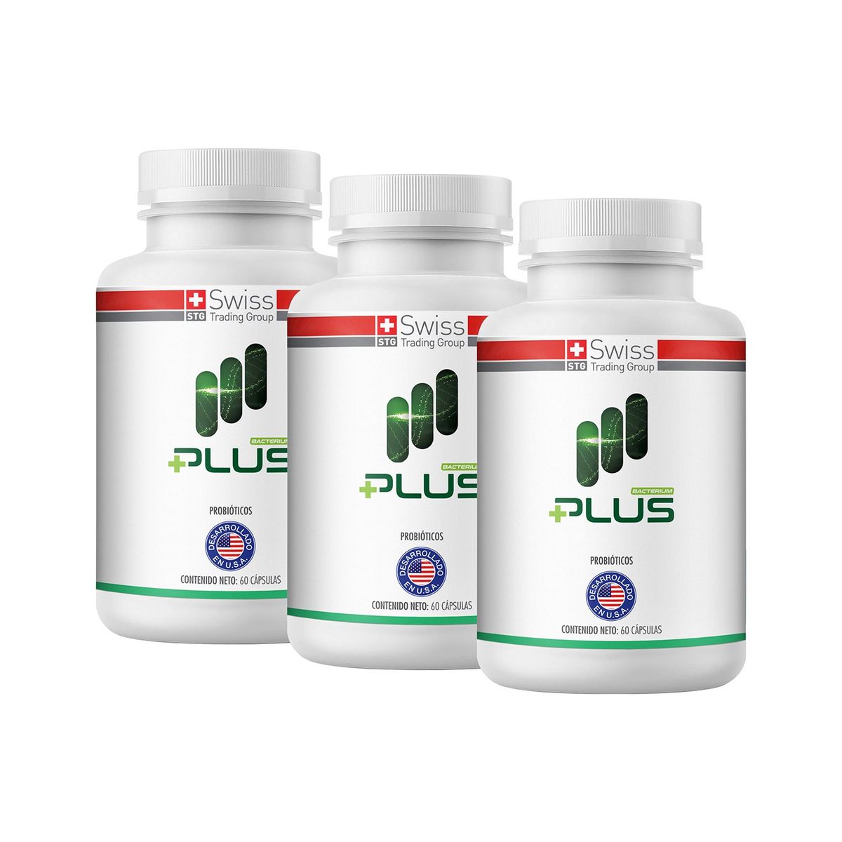 BACTERIUM PLUS - Pack 3 Complejo Natural de Probioticos Bacterium Plus Salud Intestinal