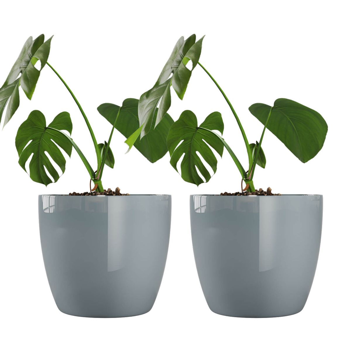 AMALFI - Pack X2 Maceteros De Plástico Premium 27x23 cm 9,5 Litros Gris