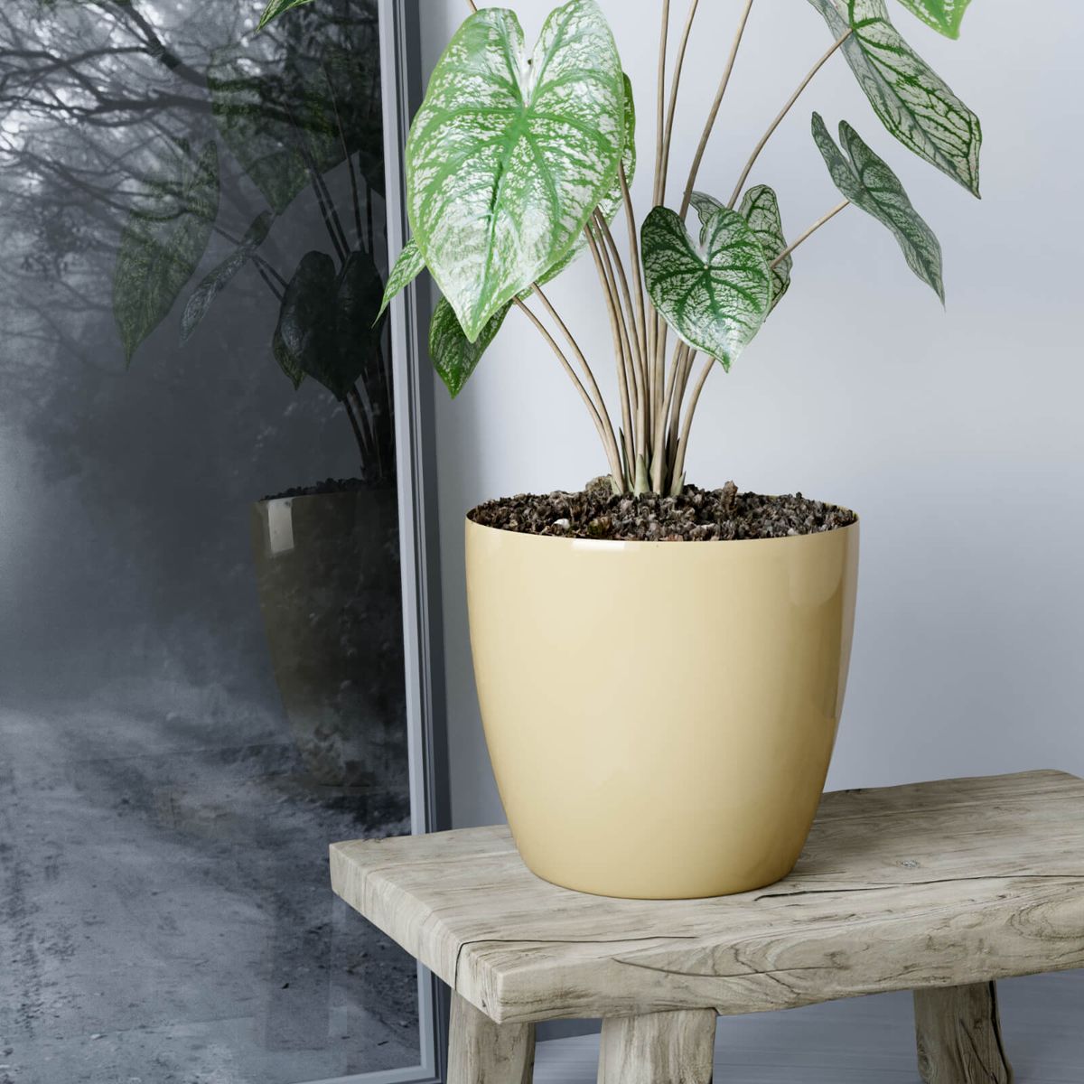 AMALFI - Pack Mayorista X10 Maceteros De Plástico 22x19,6 cm 5,3 Litros Beige