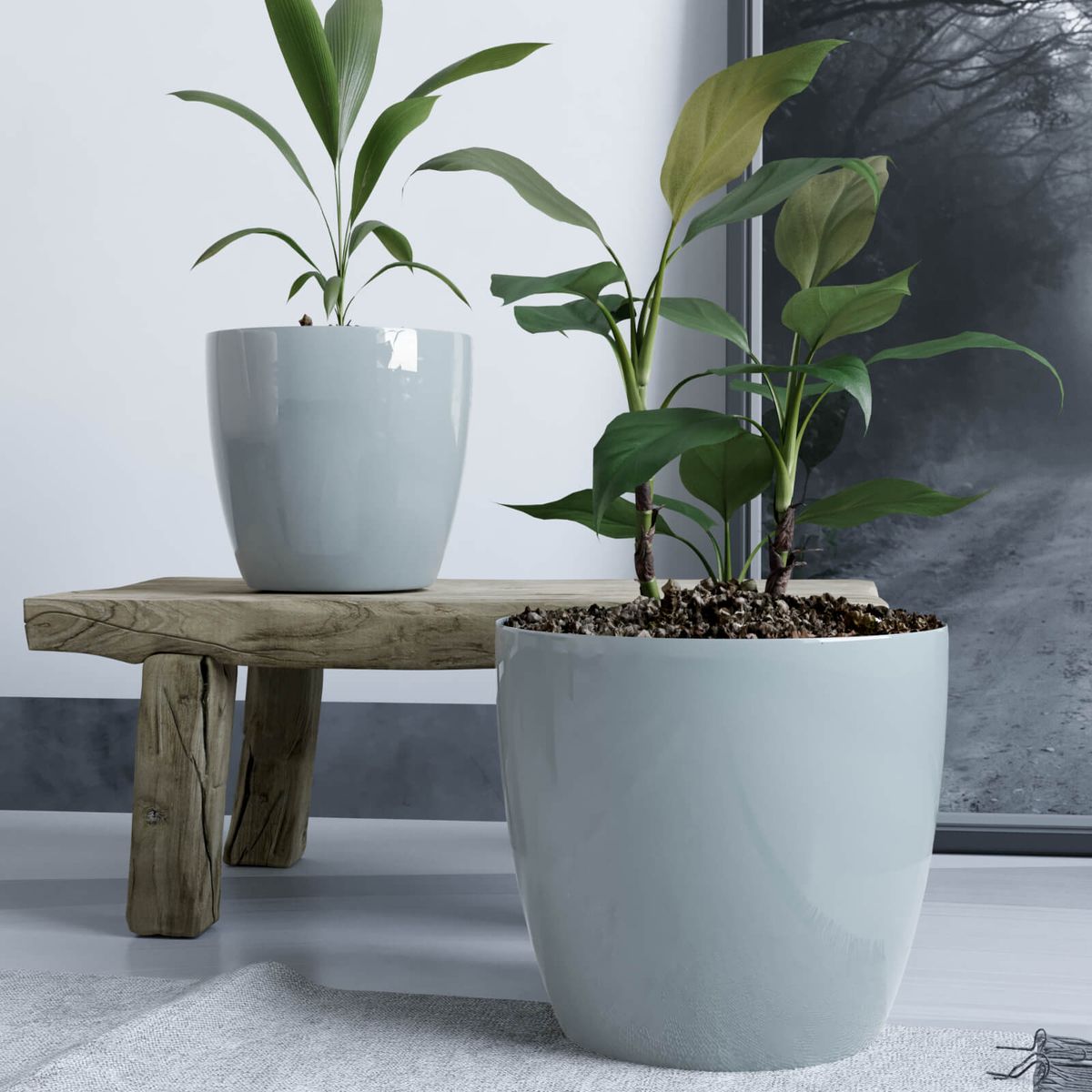 AMALFI - Pack X2 Maceteros De Plástico Premium 22x19,6 cm 5,3 Litros Gris