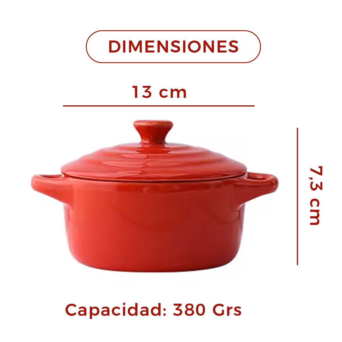 GENERICO - Mini Cacerola Olla De Cerámica Cocotte Rojo 300ml