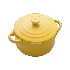 GENERICO - Mini Cacerola Olla De Cerámica Cocotte Amarillo 300ml