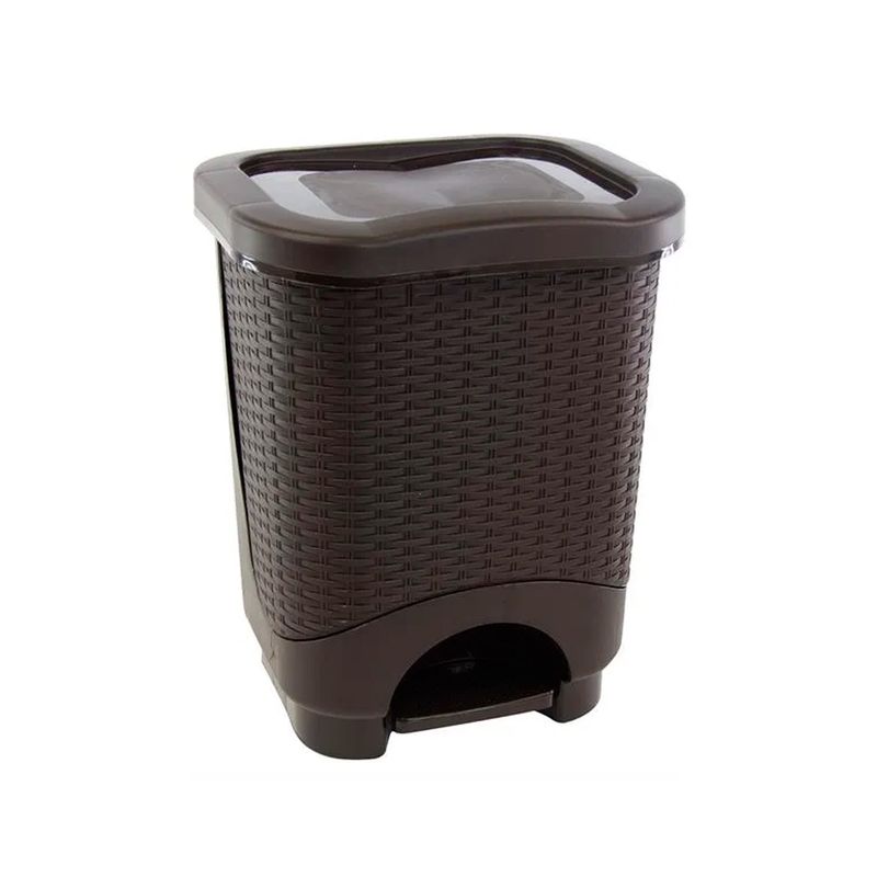 GENERICO - Basurero Dual Ratan 24 Litros Cafe