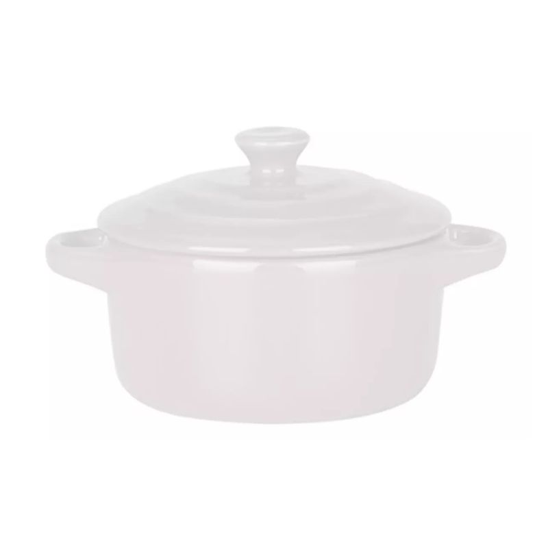 GENERICO - Mini Cacerola Olla De Cerámica Cocotte Blanco 300ml