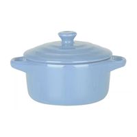 Mini Cacerola Olla De Cerámica Cocotte Celeste 300ml